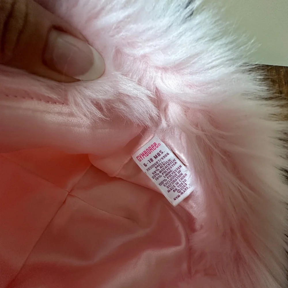 Gymboree 6-18 months Girls Pink‎ Faux Fur Hat, Black Bow